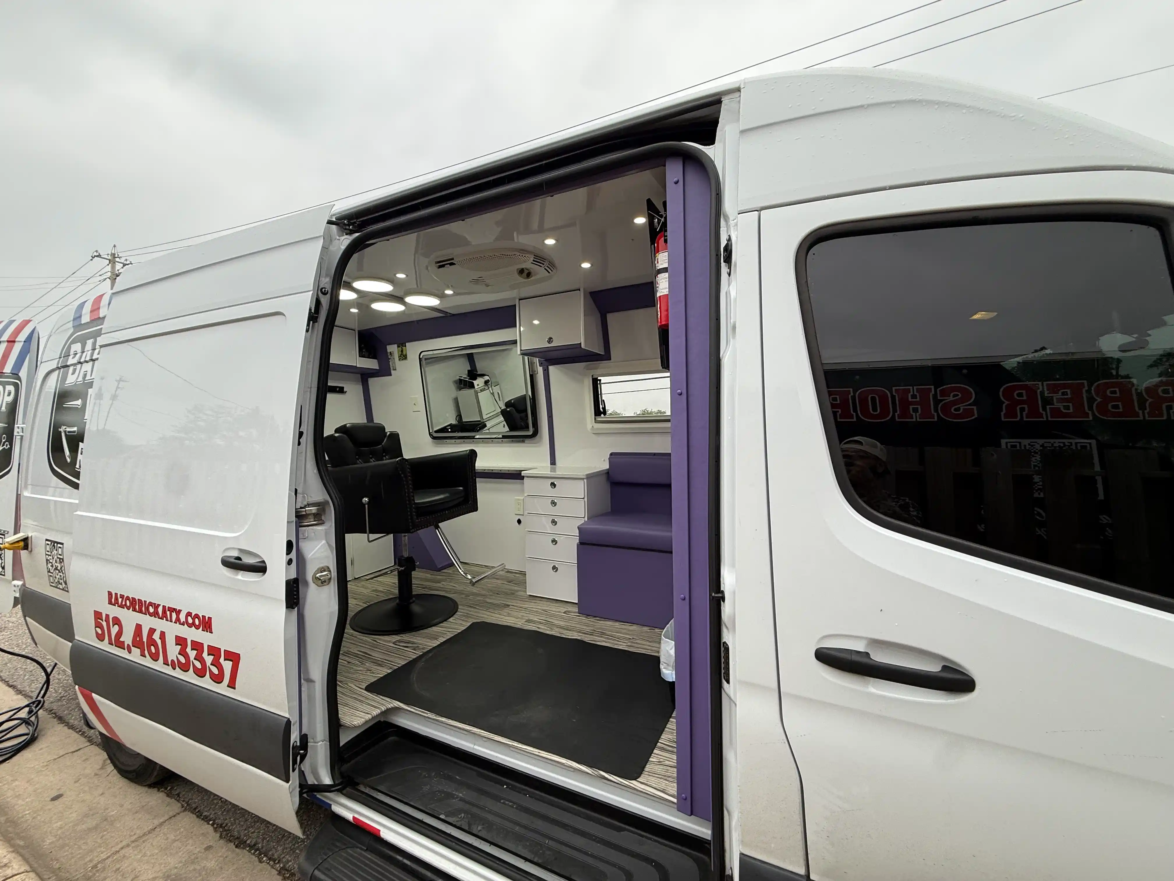 Razor Rick's mobile barbershop van open for wedding and event grooming in Austin TX